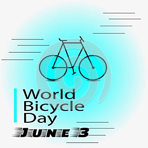 Simple icon world bicycle day with green tosca color