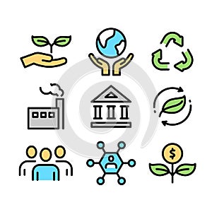Simple icons ESG concept, vector
