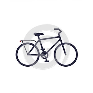 Simple illustration of a bicycle with a dark silhouette. The design features two wheels, a
