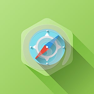 Simple illustration of compass icon in flat style