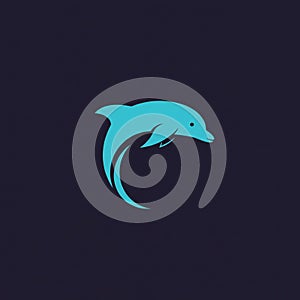 Simple illustration of a dolphin rendered in a minimalistic style. The dolphin is in a
