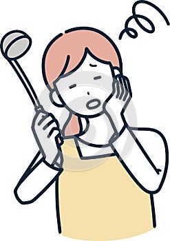 Simple illustration of a housewife struggling with her menu