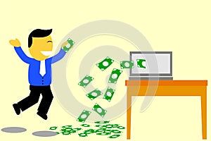 Simple illustration, Man - Get Earn from Computer