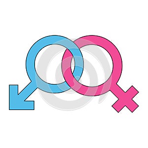 Simple illustration of Mars and Venus symbol Concept of gender symbols