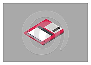 Old computer disk in isometric view. Simple flat illustration.