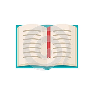 Simple illustration of open book isolated on white background. Vector icon for web.