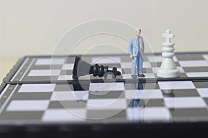 Illustration photo concept, 1 businessman mini figure toy help to winning war or Battle Small Magnetic Plastic photo