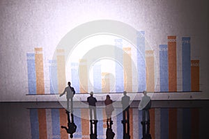 Simple Illustration Photo,Gruap of Man and Woman doing a Business meeting with graphic Chart as a background