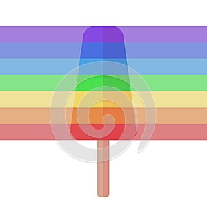Simple illustration of rainbow ice cream on stick. Ice on stick.