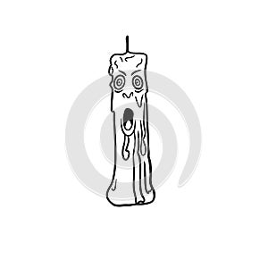Simple illustration of a scary screaming candle, halloween celebration