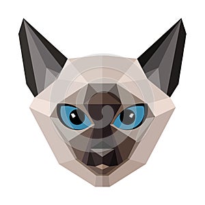 Simple Illustration of a siamese cat face over white background.