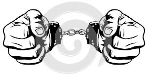Simple Illustration of two hand in handcuffs