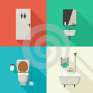 Simple illustrations of bathroom.