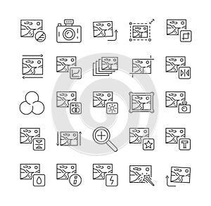 Simple image editing vector line icons