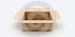 A simple image of an open cardboard box on a white surface. Perfect for packaging and delivery concepts