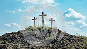 Hilltop with Three Crosses, Christianity Background photo
