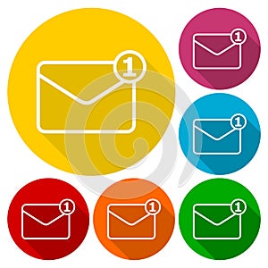 Simple image unread mail icons set with long shadow