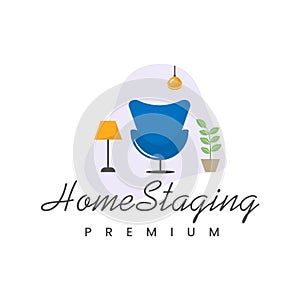 Simple interior design logo, modern staging house minimalist furniture decoration