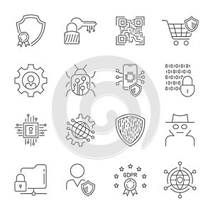 Simple internet icons set. Internet Security and Data Protection concept. Universal internet icons to use in web and mobile UI,