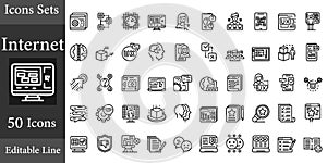 Simple internet icons set Universal internet icon