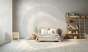 A simple and inviting loft bedroom model. AI Generative.