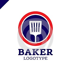 Simple kitchen spatula or bakery logo icon in the circle