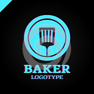 Simple kitchen spatula or bakery logo icon in the circle