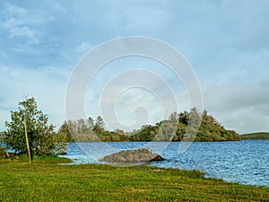 Simple landscape, Blue water in a lake.