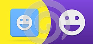 Simple laughing smiley emoji funny face button logo 3d vector illustration set