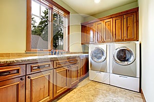 Simple laundry room with nice interior.
