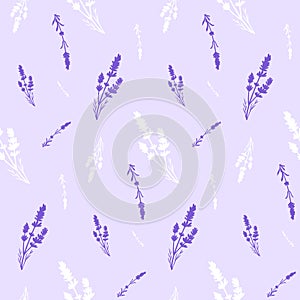 Simple Lavender Flower Vector Seamless Pattern Design