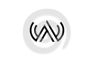 Simple Letter AW or WA Logo Design Vector