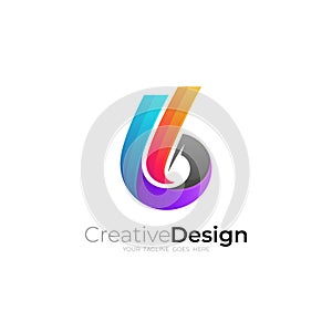 Simple letter B logo with 3d colorful, business logos
