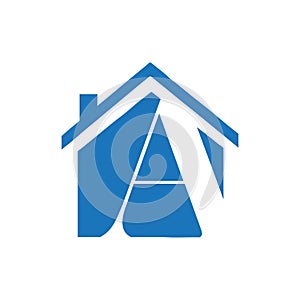 simple letter A house home logo vector design concept illustration