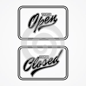 Simple letter Open and Closed door icon on white background