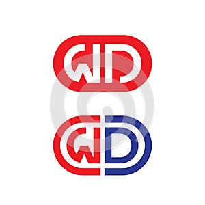 Simple letter WD initial logo vector template