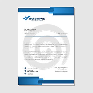 Flat blue letterhead premium vector photo