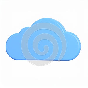 Simple light blue cloud computing icon on transparent background