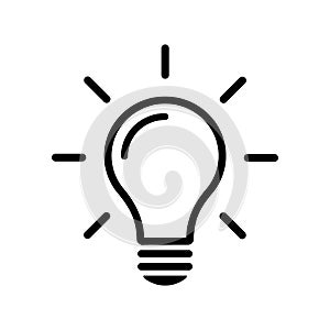 Simple light bulb line icon isolated on background. Idea sign concept photo