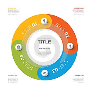 Simple light infographic cycle with four spheres with icons elements