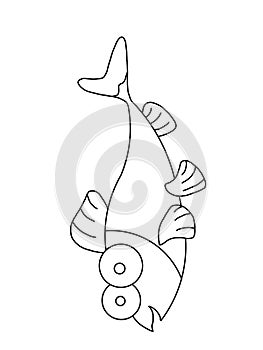 a simple line art cartoon of the fish