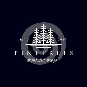 Simple line Art Evergreen / Pine tree Logo design