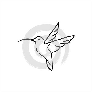 Simple line art feminine black humming bird vector