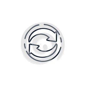 Simple Line Art Icon of Refresh Arrows in Circular Loop Symbolizing Repeat Cycle