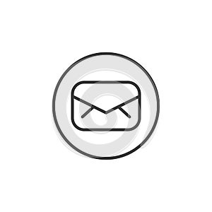 Simple line art mail icon in a round frame