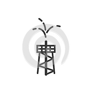 Simple line art outline icon of oil fountain