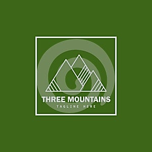 Simple line art three mountains vector logo template