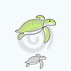 Simple line art Turtle logo design