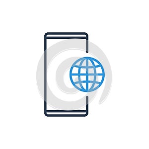 Simple Line of Cell Phone Vector Icon - online internet banking