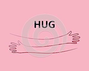 Simple line creating hug drawing